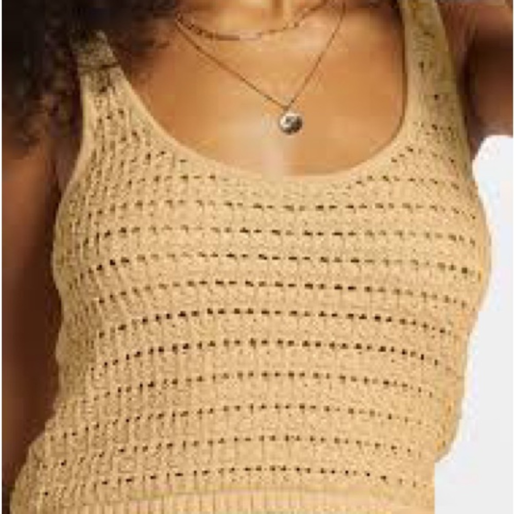 Billabong Gold Mustard Tan Crochet Tank Top